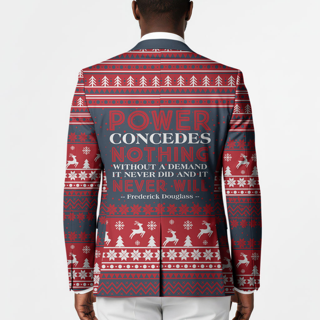 Frederick Douglass Christmas Blazer Power Concedes Nothing Quote Ugly Sweater Knitted Pattern