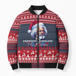 Frederick Douglass Christmas Bomber Puffer Jacket Power Concedes Nothing Quote Ugly Sweater Knitted Pattern