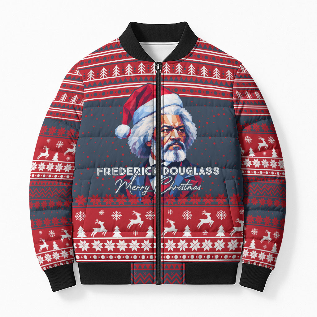 Frederick Douglass Christmas Bomber Puffer Jacket Power Concedes Nothing Quote Ugly Sweater Knitted Pattern