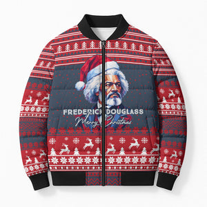 Frederick Douglass Christmas Bomber Puffer Jacket Power Concedes Nothing Quote Ugly Sweater Knitted Pattern