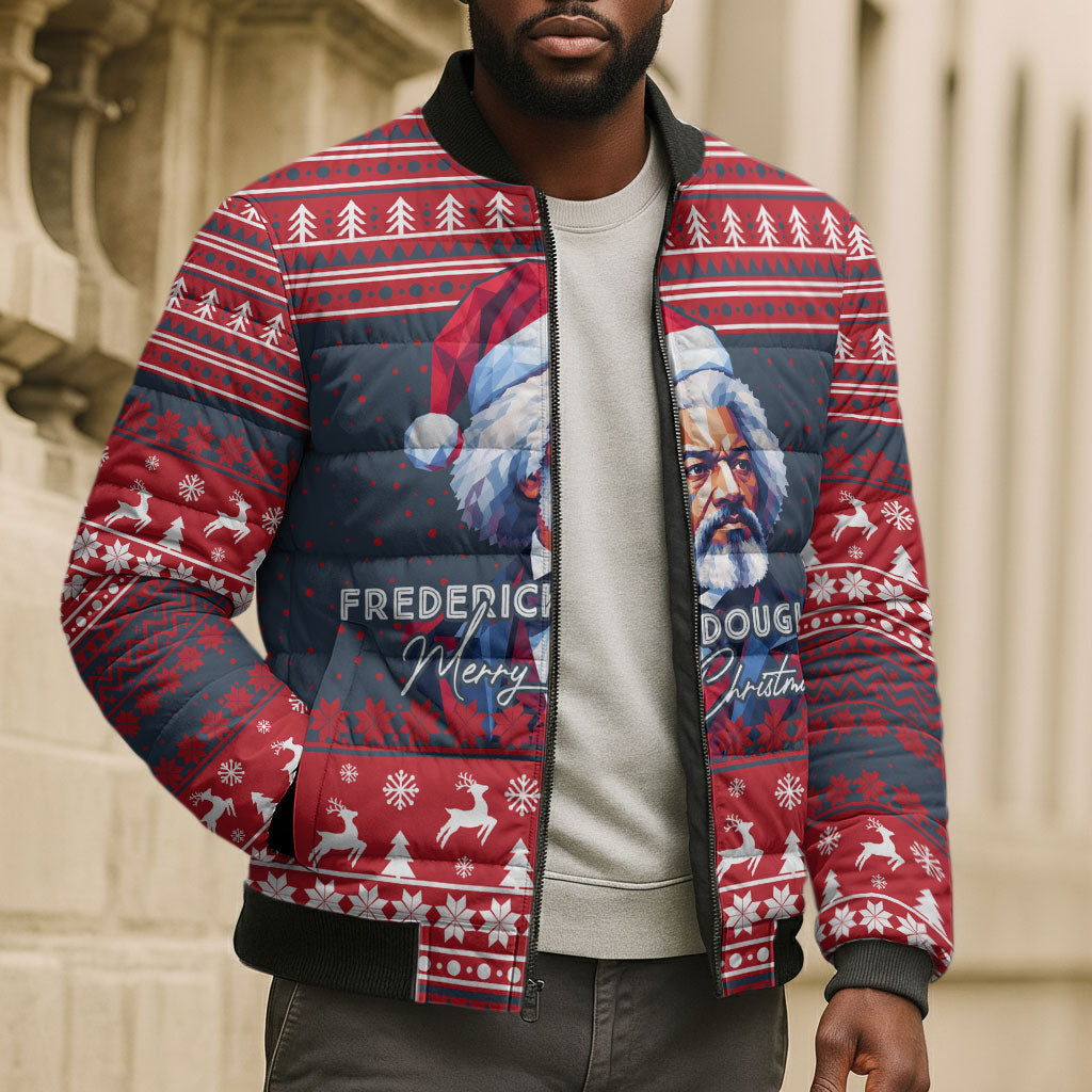 Frederick Douglass Christmas Bomber Puffer Jacket Power Concedes Nothing Quote Ugly Sweater Knitted Pattern
