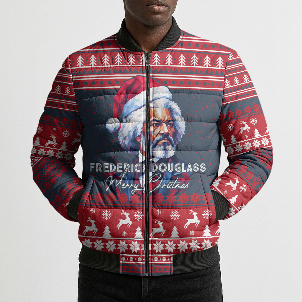 Frederick Douglass Christmas Bomber Puffer Jacket Power Concedes Nothing Quote Ugly Sweater Knitted Pattern
