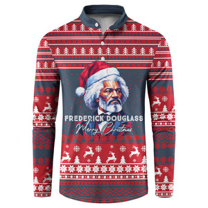 Frederick Douglass Christmas Button Sweatshirt Power Concedes Nothing Quote Ugly Sweater Knitted Pattern