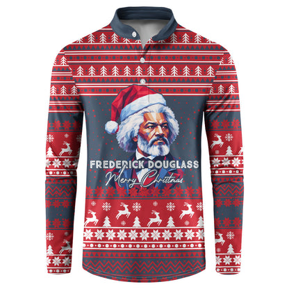 Frederick Douglass Christmas Button Sweatshirt Power Concedes Nothing Quote Ugly Sweater Knitted Pattern