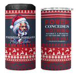 Frederick Douglass Christmas 4 in 1 Can Cooler Tumbler Power Concedes Nothing Quote Ugly Sweater Knitted Pattern