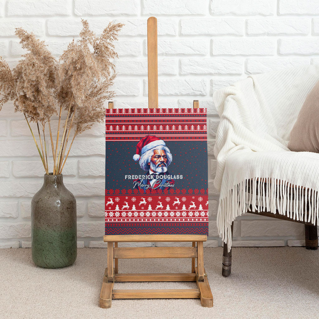 Frederick Douglass Christmas Canvas Wall Art Power Concedes Nothing Quote Ugly Sweater Knitted Pattern