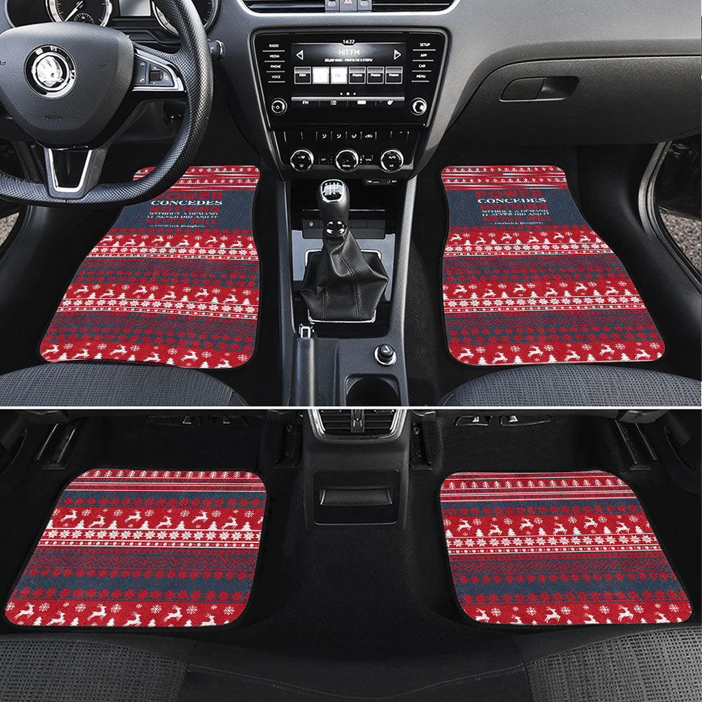 Frederick Douglass Christmas Car Mats Power Concedes Nothing Quote Ugly Sweater Knitted Pattern