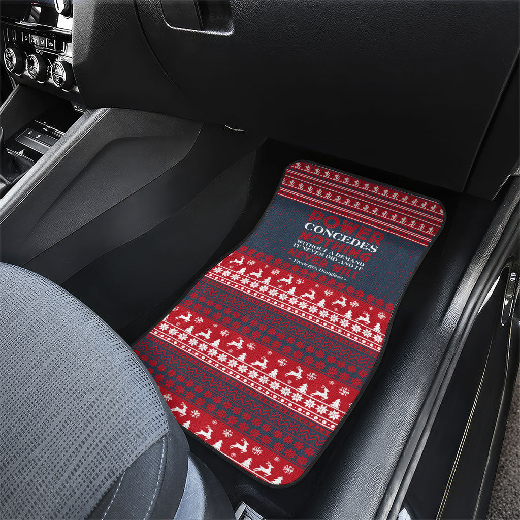 Frederick Douglass Christmas Car Mats Power Concedes Nothing Quote Ugly Sweater Knitted Pattern