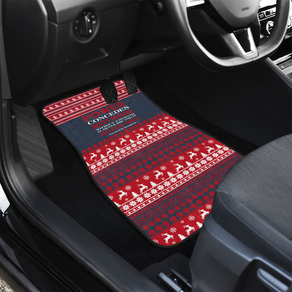 Frederick Douglass Christmas Car Mats Power Concedes Nothing Quote Ugly Sweater Knitted Pattern
