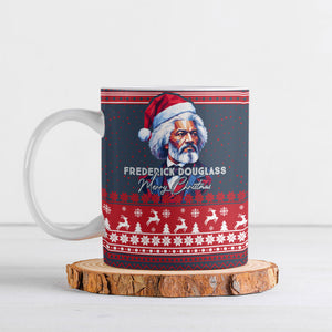 Frederick Douglass Christmas Ceramic Mug Power Concedes Nothing Quote Ugly Sweater Knitted Pattern