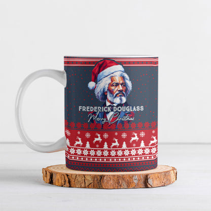 Frederick Douglass Christmas Ceramic Mug Power Concedes Nothing Quote Ugly Sweater Knitted Pattern
