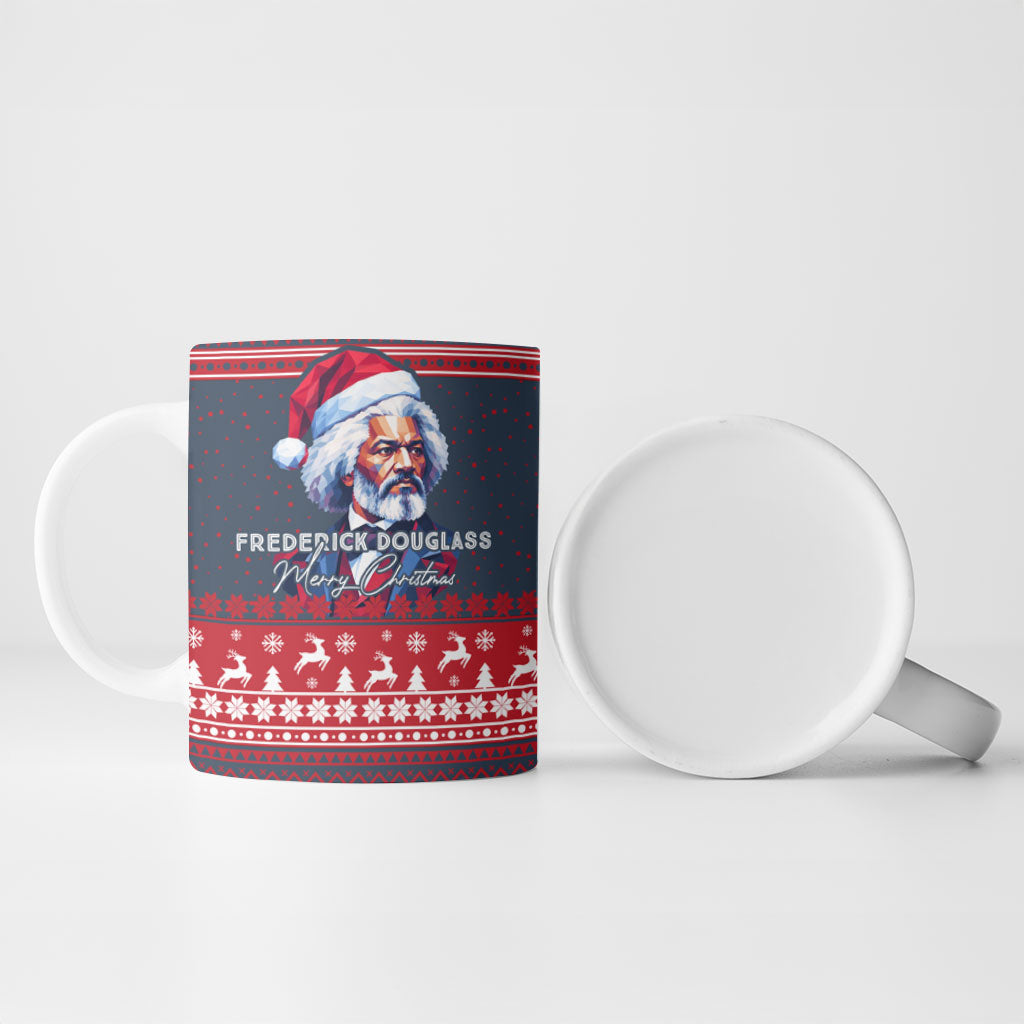 Frederick Douglass Christmas Ceramic Mug Power Concedes Nothing Quote Ugly Sweater Knitted Pattern