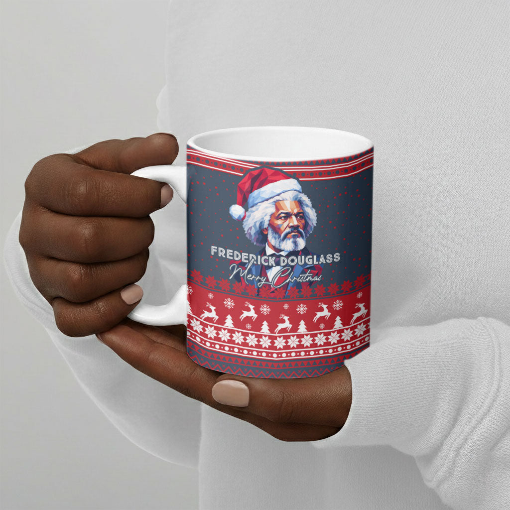 Frederick Douglass Christmas Ceramic Mug Power Concedes Nothing Quote Ugly Sweater Knitted Pattern
