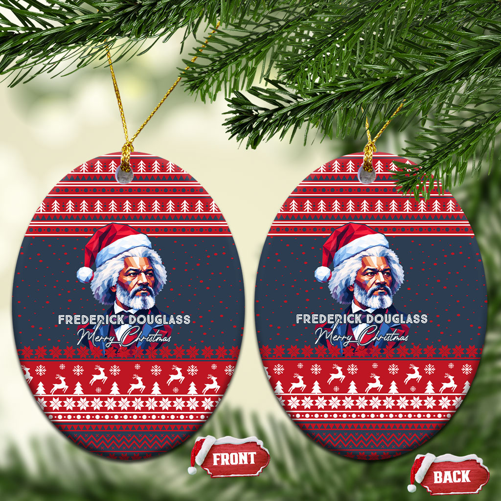 Frederick Douglass Christmas Ceramic Ornament Power Concedes Nothing Quote Ugly Knitted Pattern
