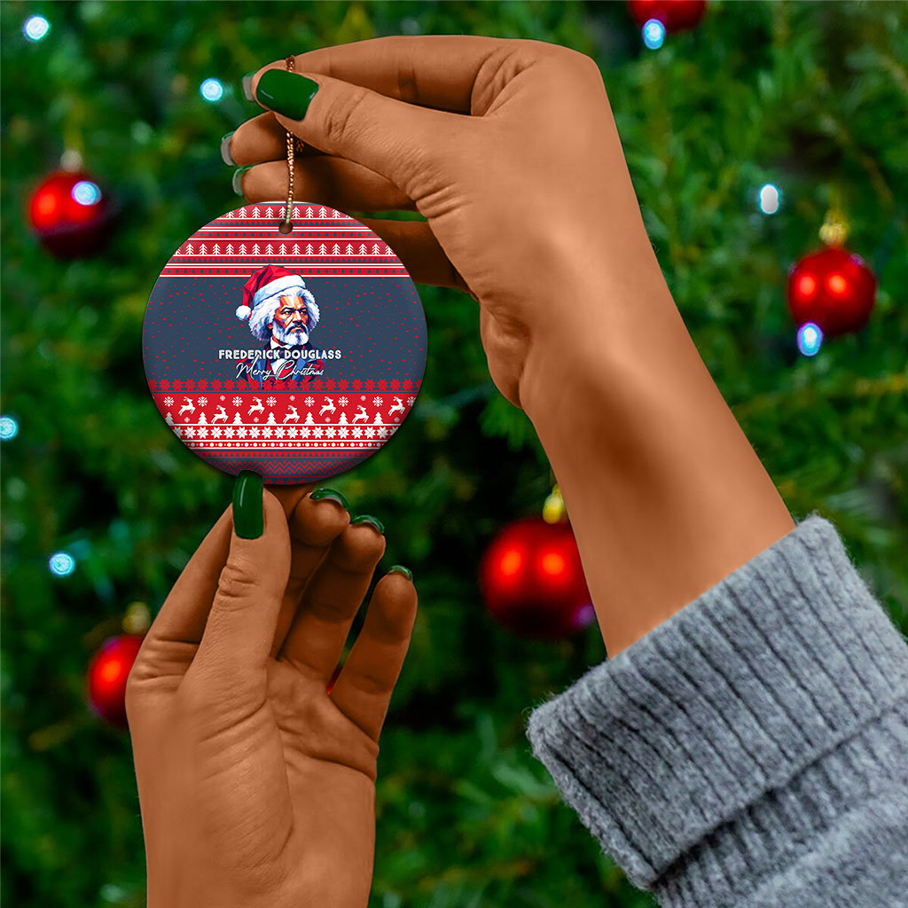 Frederick Douglass Christmas Ceramic Ornament Power Concedes Nothing Quote Ugly Knitted Pattern