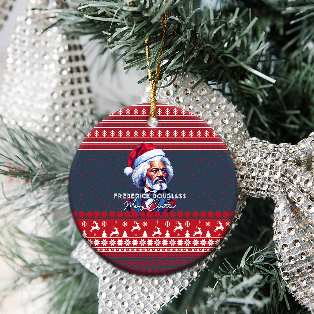 Frederick Douglass Christmas Ceramic Ornament Power Concedes Nothing Quote Ugly Knitted Pattern