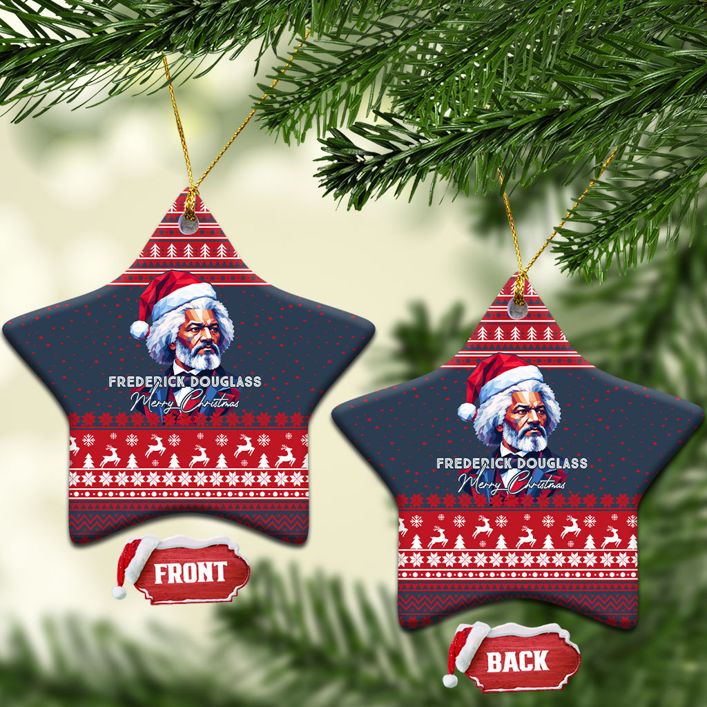Frederick Douglass Christmas Ceramic Ornament Power Concedes Nothing Quote Ugly Knitted Pattern