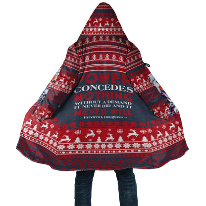 Frederick Douglass Christmas Cloak Power Concedes Nothing Quote Ugly Sweater Knitted Pattern