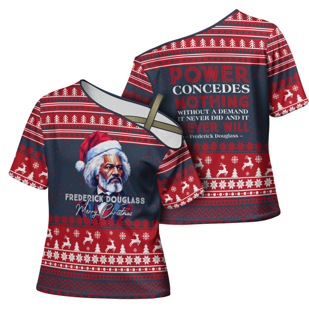 Frederick Douglass Christmas Cross Shoulder Shirt Power Concedes Nothing Quote Ugly Sweater Knitted Pattern