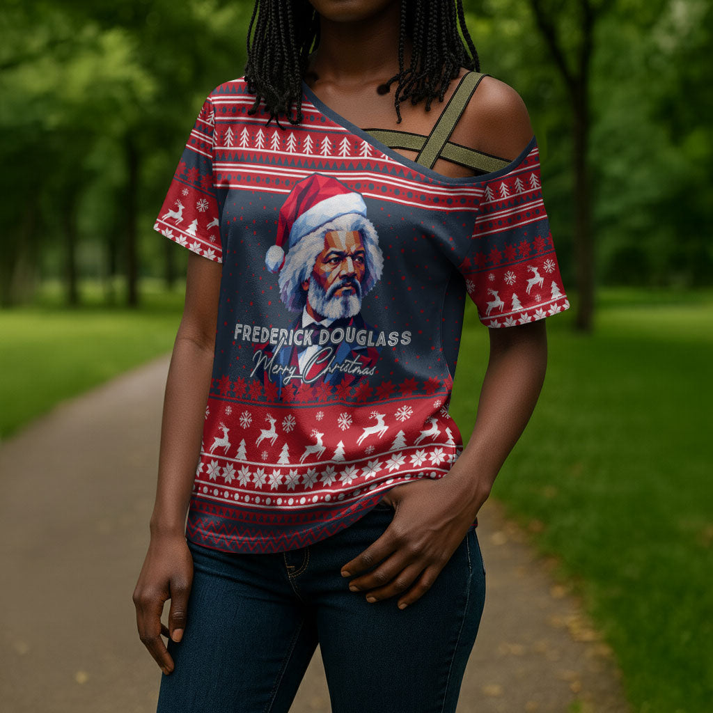 Frederick Douglass Christmas Cross Shoulder Shirt Power Concedes Nothing Quote Ugly Sweater Knitted Pattern