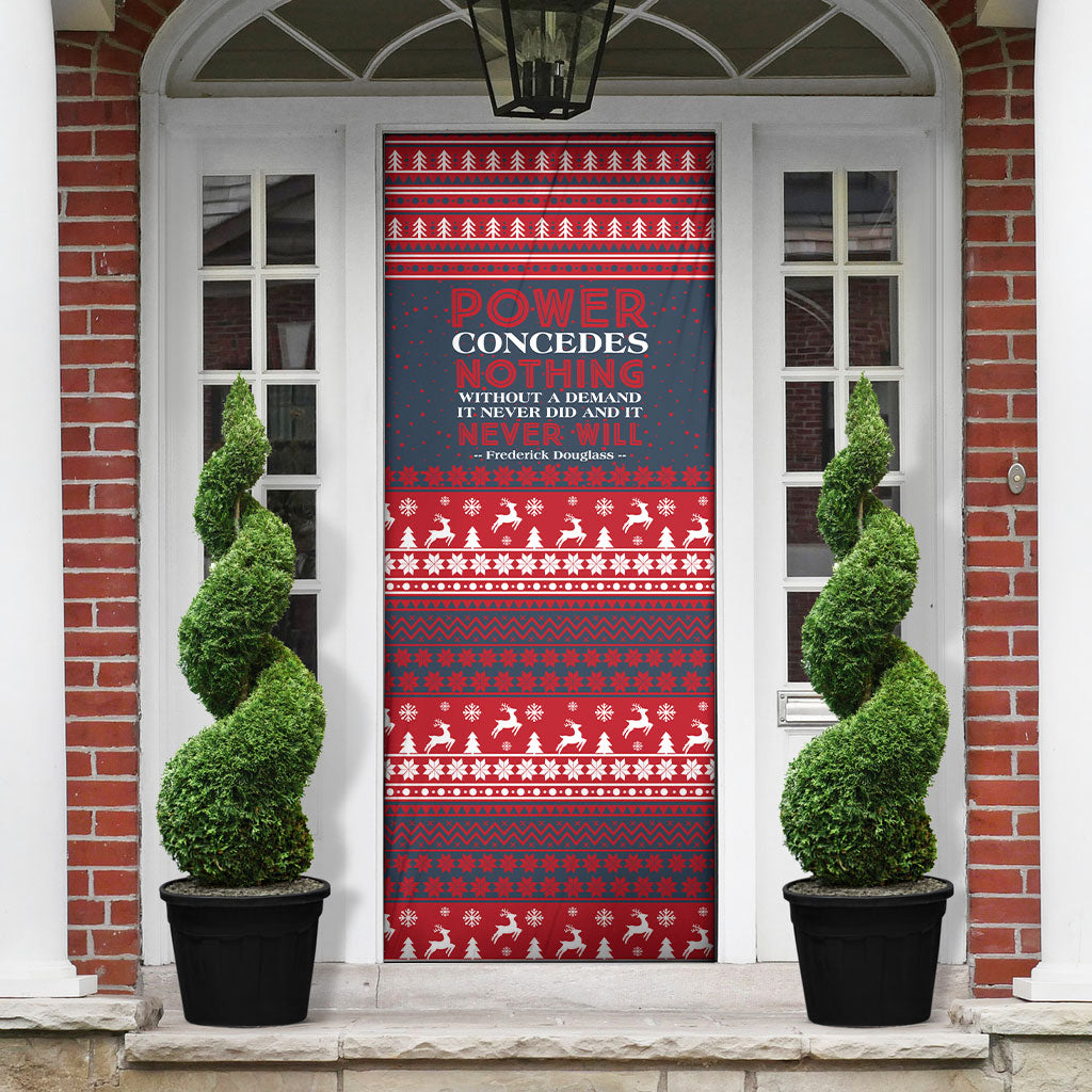 Frederick Douglass Christmas Door Cover Power Concedes Nothing Quote Ugly Sweater Knitted Pattern