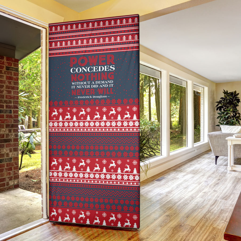 Frederick Douglass Christmas Door Cover Power Concedes Nothing Quote Ugly Sweater Knitted Pattern