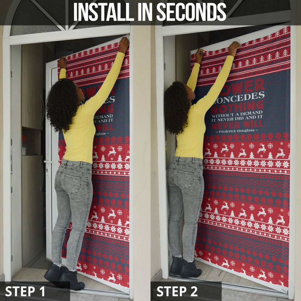 Frederick Douglass Christmas Door Cover Power Concedes Nothing Quote Ugly Sweater Knitted Pattern