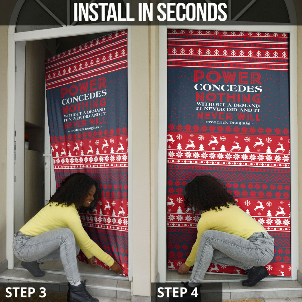 Frederick Douglass Christmas Door Cover Power Concedes Nothing Quote Ugly Sweater Knitted Pattern