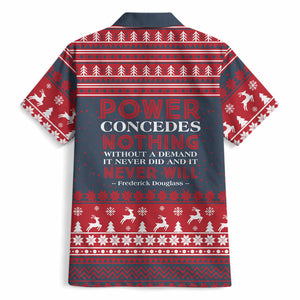 Frederick Douglass Christmas Hawaiian Shirt Power Concedes Nothing Quote Ugly Sweater Knitted Pattern