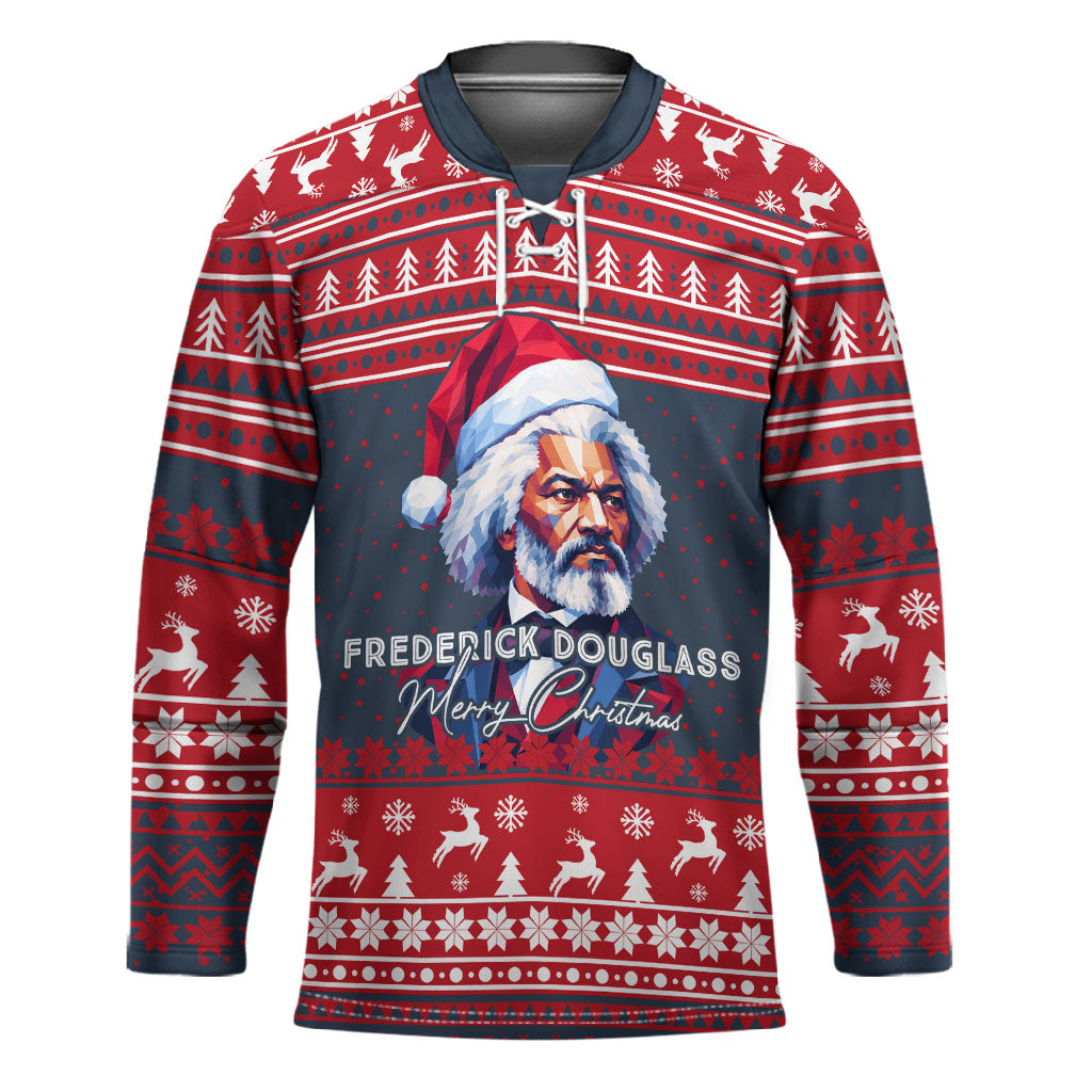 Frederick Douglass Christmas Hockey Jersey Power Concedes Nothing Quote Ugly Sweater Knitted Pattern
