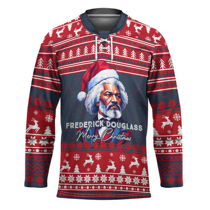 Frederick Douglass Christmas Hockey Jersey Power Concedes Nothing Quote Ugly Sweater Knitted Pattern