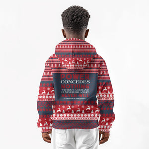Frederick Douglass Christmas Kid Hoodie Power Concedes Nothing Quote Ugly Sweater Knitted Pattern