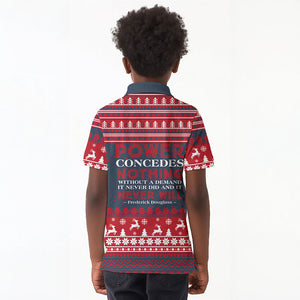 Frederick Douglass Christmas Kid Polo Shirt Power Concedes Nothing Quote Ugly Sweater Knitted Pattern