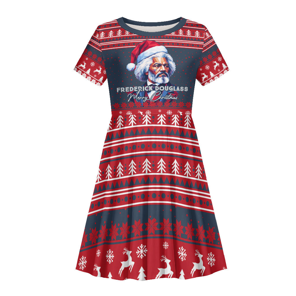 Frederick Douglass Christmas Kid Short Sleeve Dress Power Concedes Nothing Quote Ugly Sweater Knitted Pattern