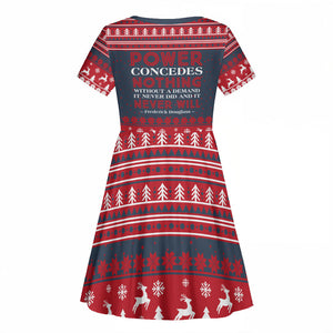 Frederick Douglass Christmas Kid Short Sleeve Dress Power Concedes Nothing Quote Ugly Sweater Knitted Pattern