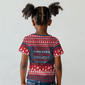 Frederick Douglass Christmas Kid T shirt Power Concedes Nothing Quote Ugly Sweater Knitted Pattern