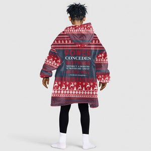 Frederick Douglass Christmas Kid Wearable Blanket Hoodie Power Concedes Nothing Quote Ugly Sweater Knitted Pattern
