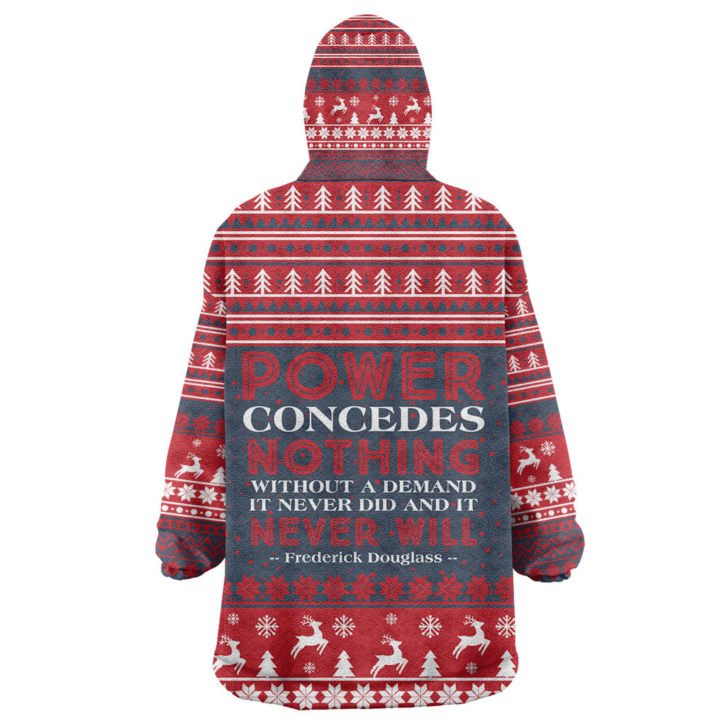 Frederick Douglass Christmas Kid Wearable Blanket Hoodie Power Concedes Nothing Quote Ugly Sweater Knitted Pattern
