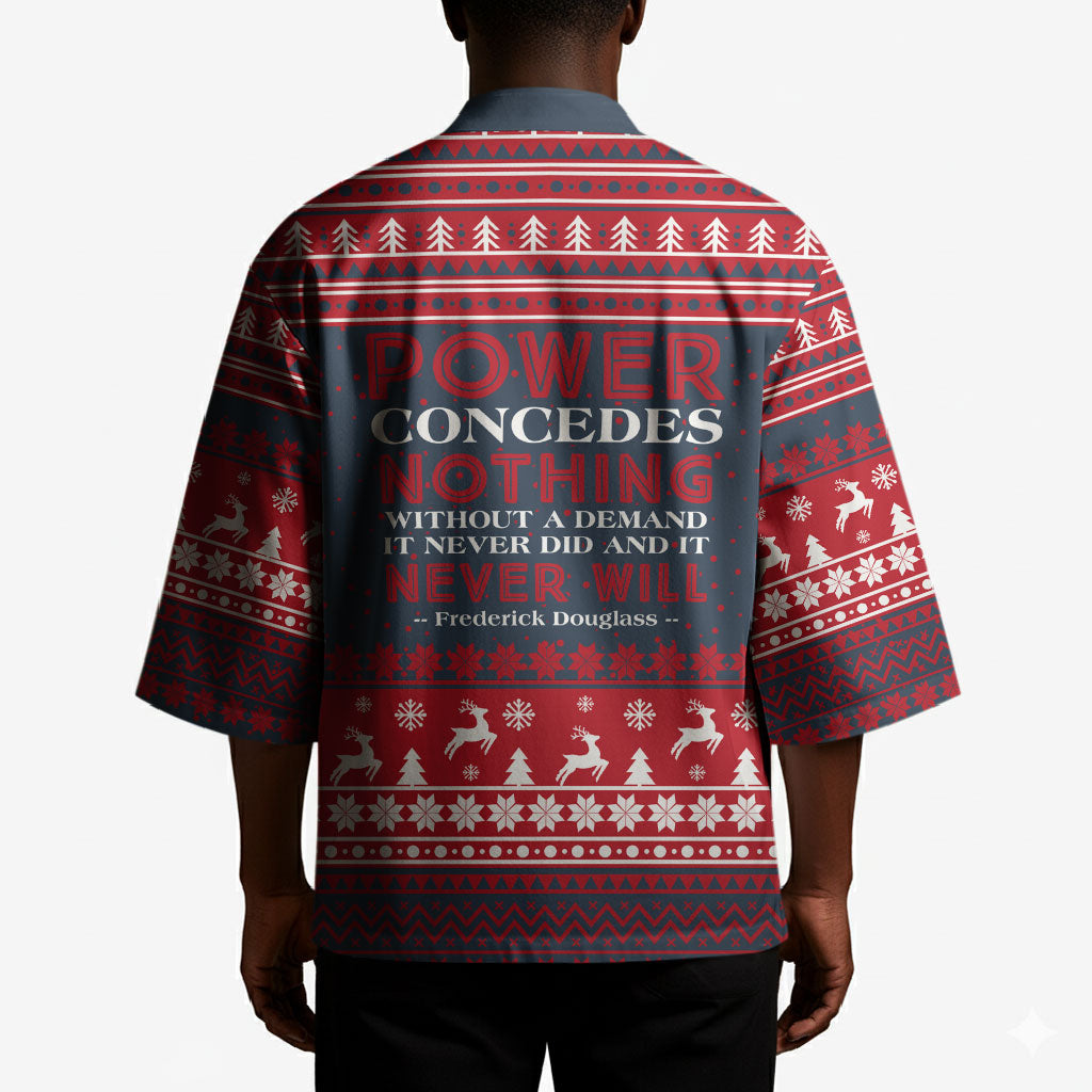 Frederick Douglass Christmas Kimono Power Concedes Nothing Quote Ugly Sweater Knitted Pattern