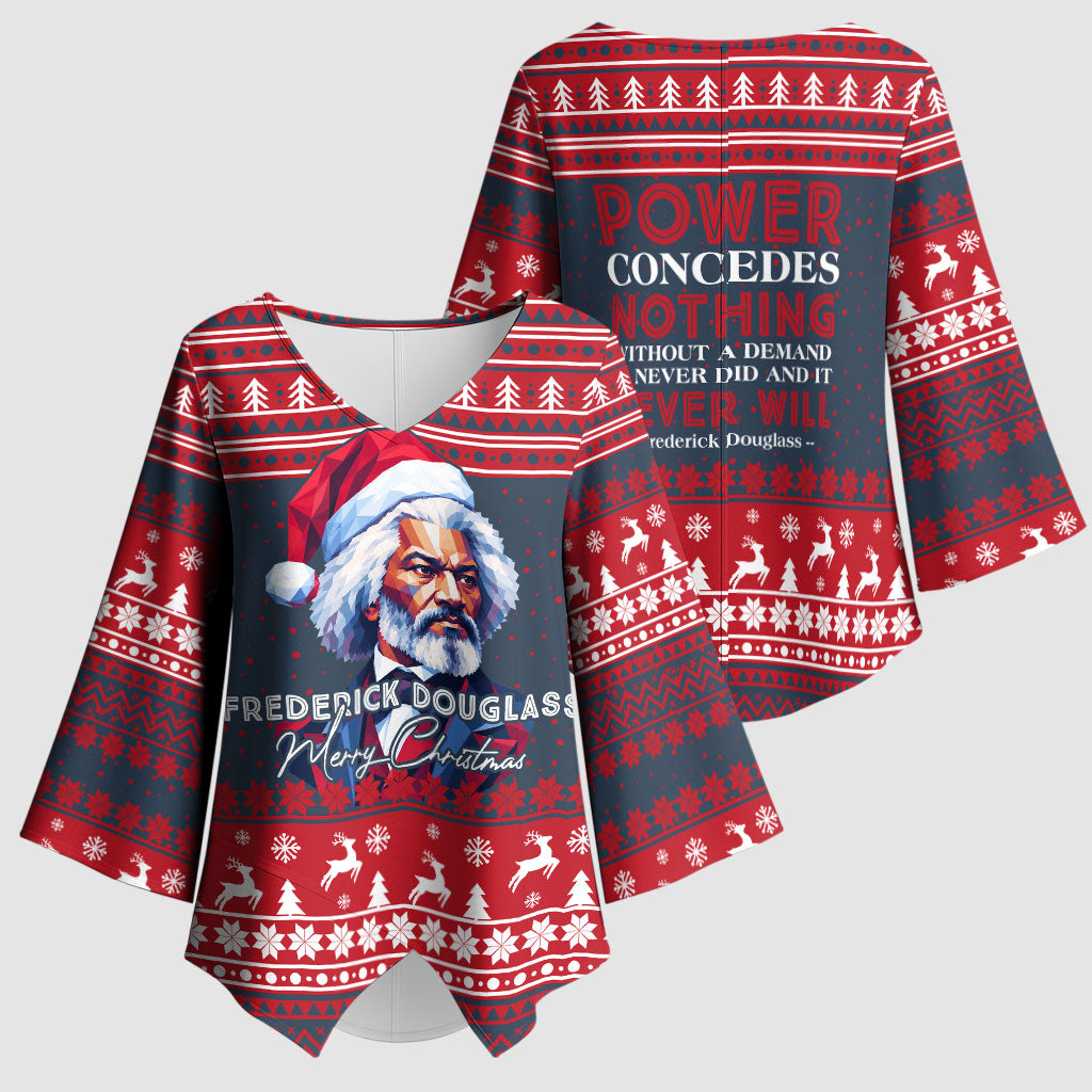 Frederick Douglass Christmas Kimono Sleeve Blouse Power Concedes Nothing Quote Ugly Sweater Knitted Pattern