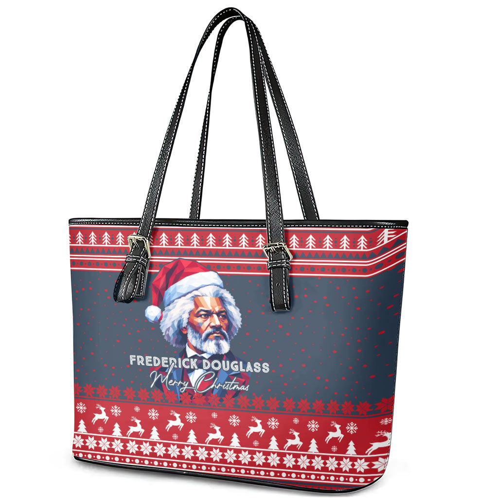 Frederick Douglass Christmas Leather Tote Bag Power Concedes Nothing Quote Ugly Sweater Knitted Pattern