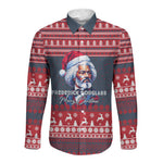 Frederick Douglass Christmas Long Sleeve Button Shirt Power Concedes Nothing Quote Ugly Sweater Knitted Pattern