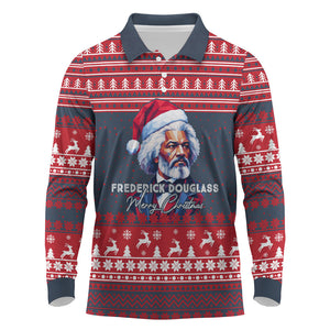 Frederick Douglass Christmas Long Sleeve Polo Shirt Power Concedes Nothing Quote Ugly Sweater Knitted Pattern