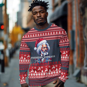 Frederick Douglass Christmas Long Sleeve Shirt Power Concedes Nothing Quote Ugly Sweater Knitted Pattern
