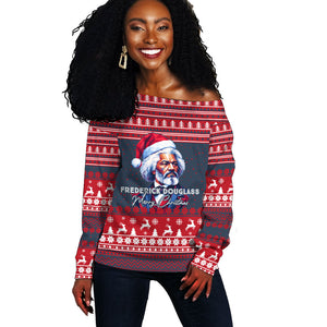 Frederick Douglass Christmas Off Shoulder Sweater Power Concedes Nothing Quote Ugly Sweater Knitted Pattern