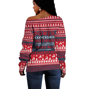 Frederick Douglass Christmas Off Shoulder Sweater Power Concedes Nothing Quote Ugly Sweater Knitted Pattern