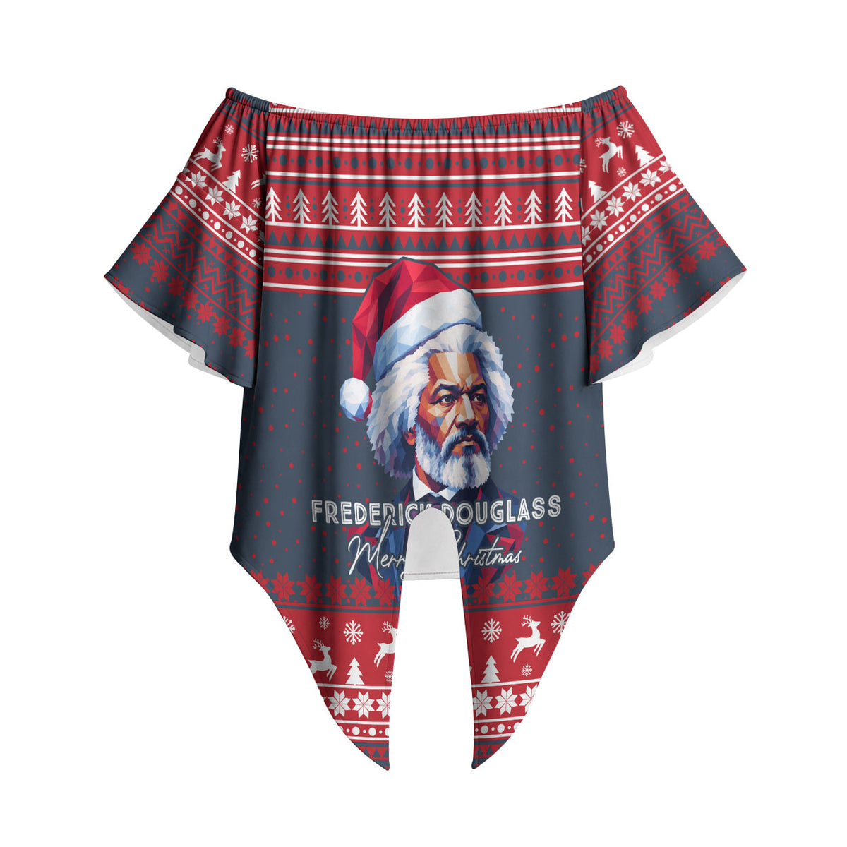 Frederick Douglass Christmas Off Shoulder Wrap Waist Top Power Concedes Nothing Quote Ugly Sweater Knitted Pattern