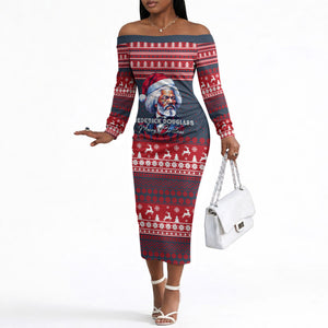 Frederick Douglass Christmas Off The Shoulder Long Sleeve Dress Power Concedes Nothing Quote Ugly Sweater Knitted Pattern