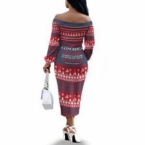 Frederick Douglass Christmas Off The Shoulder Long Sleeve Dress Power Concedes Nothing Quote Ugly Sweater Knitted Pattern