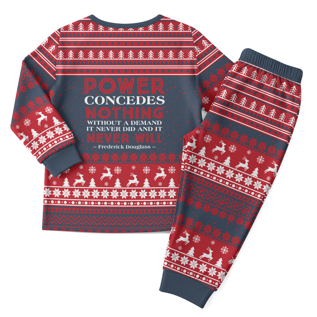 Frederick Douglass Christmas Pajama Set Power Concedes Nothing Quote Ugly Knitted Pattern